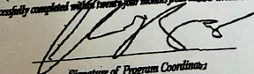 Program Coordinator signature sample
